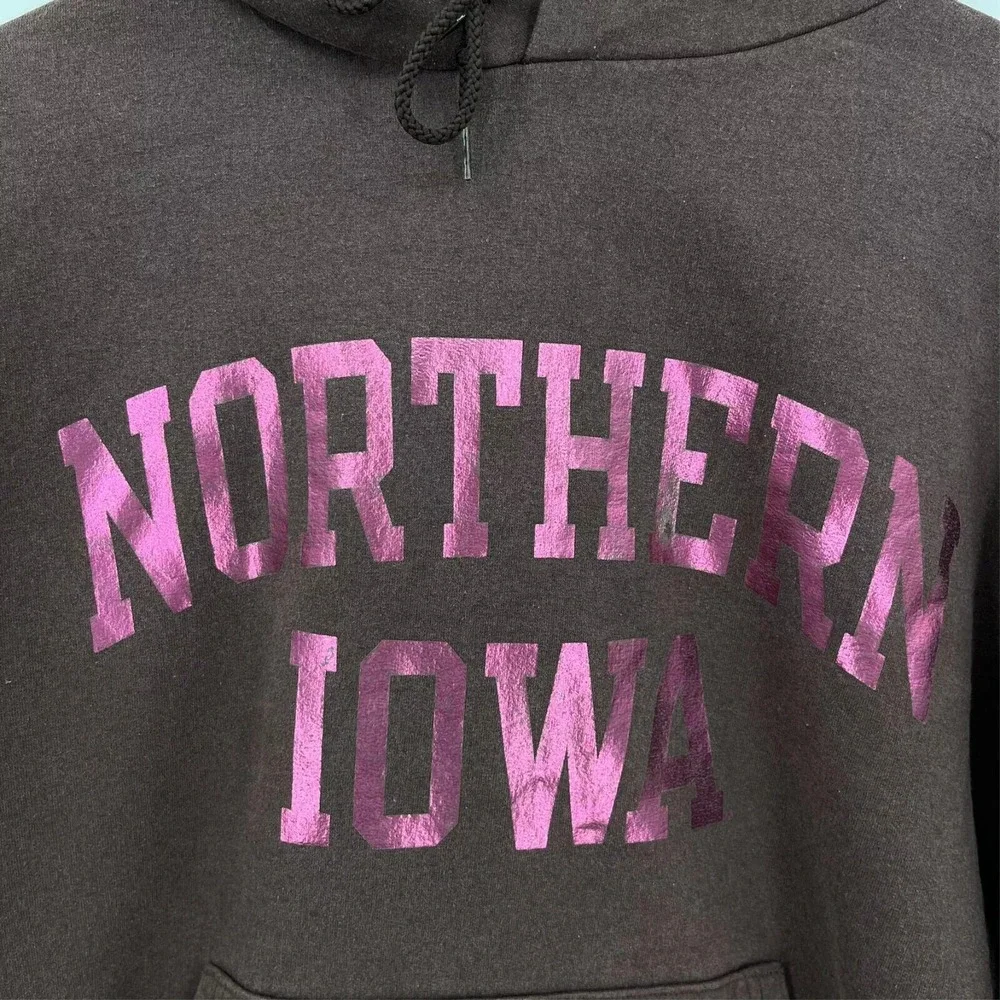 Champion Northern Iowa Panthers Hoodie Brown Pink Metallic Mens Large